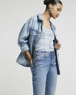 Blue high waisted bum sculpt mom jeans