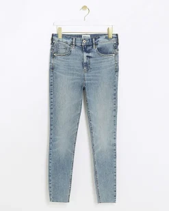 Blue high waisted bum sculpt skinny jeans