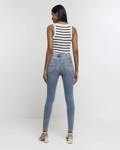 Blue high waisted bum sculpt skinny jeans