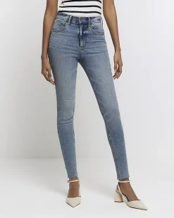 Blue high waisted bum sculpt skinny jeans