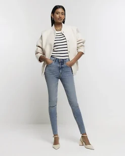 Blue high waisted bum sculpt skinny jeans
