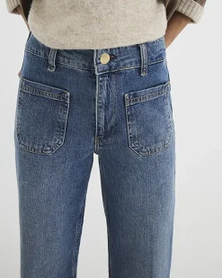 Blue high waisted flare wide fit jeans