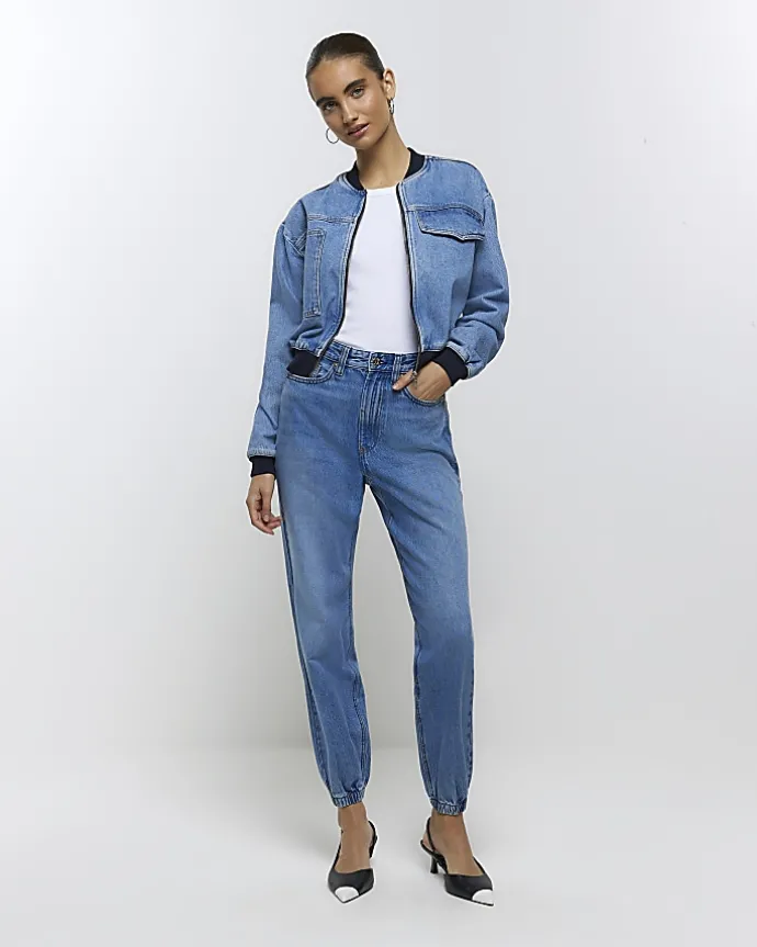 Blue high waisted jogger jeans