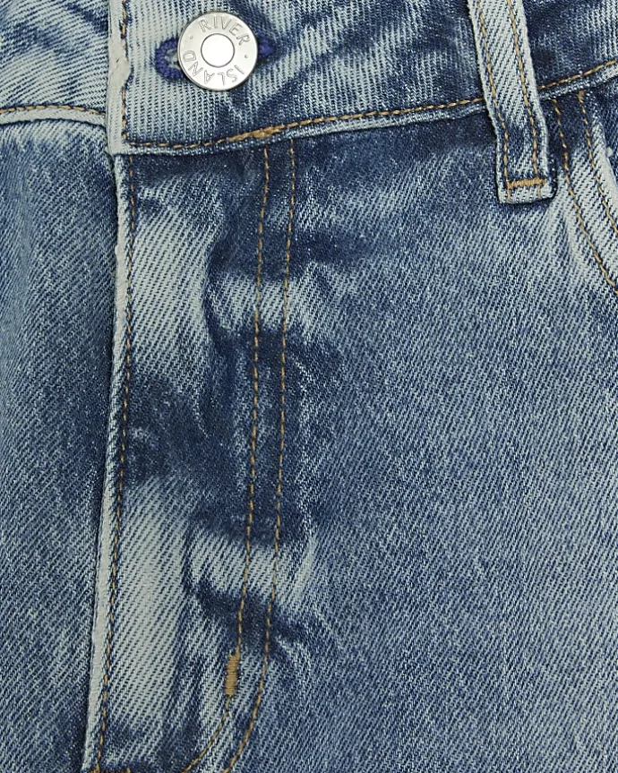 Blue high waisted relaxed boyfriend jeans