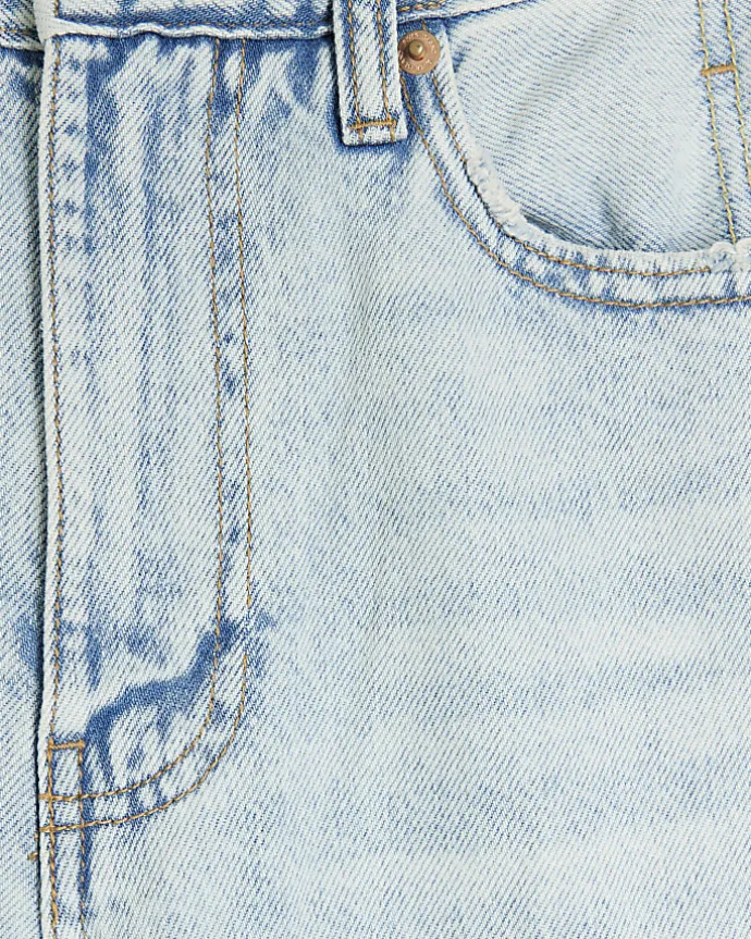 Blue high waisted relaxed straight fit jeans