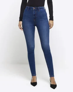 Blue high waisted skinny jeans