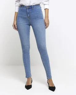 Blue high waisted skinny jeans
