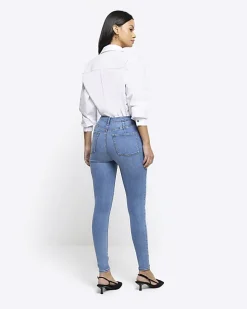 Blue high waisted skinny jeans