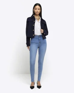 Blue high waisted skinny jeans