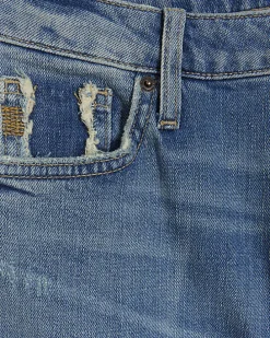 Blue high waisted slim fit ripped jeans