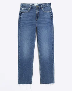 Blue high waisted stove pipe straight jeans