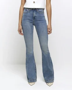 Blue high waisted tummy hold flare jeans