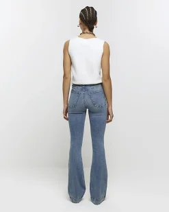 Blue high waisted tummy hold flare jeans