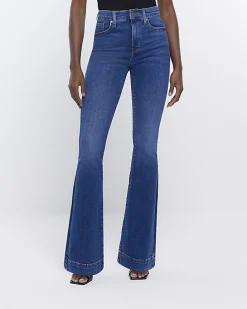 Blue high waisted tummy hold flare jeans