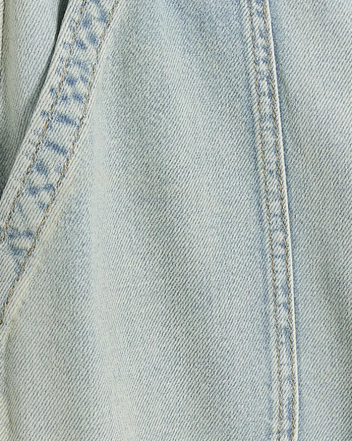 Blue high waisted wide fit cargo jeans