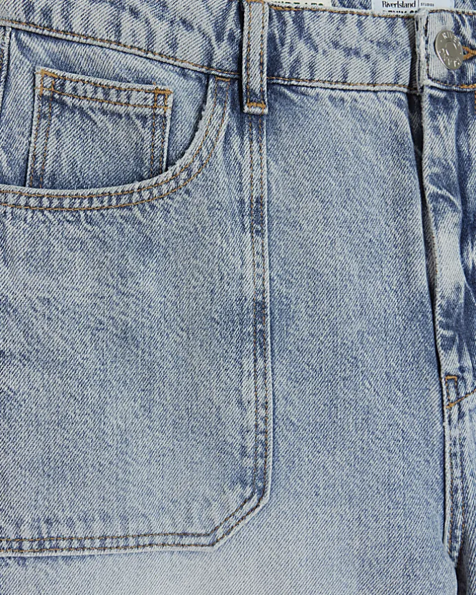 Blue high waisted wide leg jeans