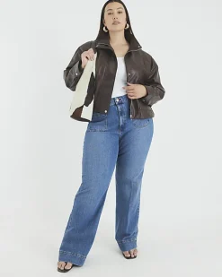 Blue high waisted wide leg jeans