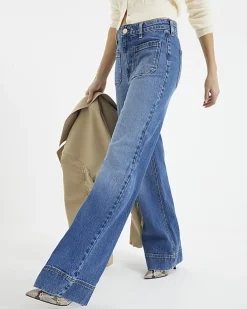 Blue high waisted wide leg jeans