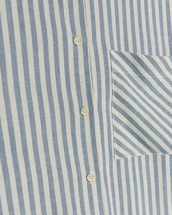Blue linen blend stripe shirt
