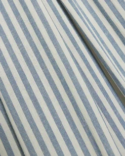 Blue linen blend stripe wide leg trousers