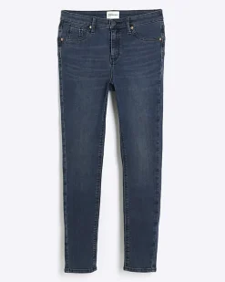 Blue mid rise bum sculpt skinny jeans