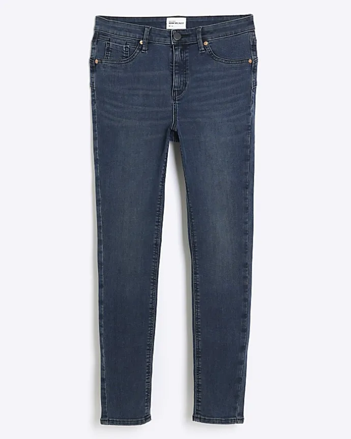 Blue mid rise bum sculpt skinny jeans