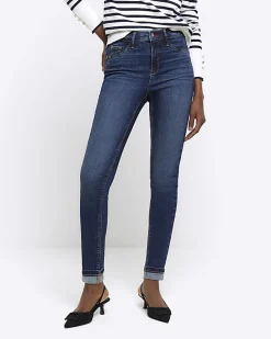 Blue mid rise bum sculpt jeggings