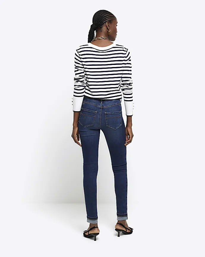 Blue mid rise bum sculpt jeggings