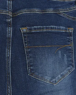 Blue mid rise bum sculpt patch skinny jeans