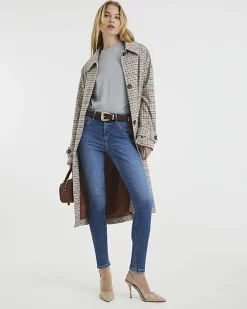 Blue mid rise bum sculpt skinny jeans