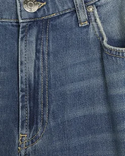 Blue mid rise loose baggy jeans
