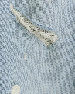 Blue mid rise ripped wide leg jeans