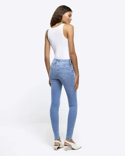 Blue molly ripped bum sculpt jeggings
