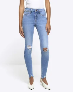 Blue molly ripped bum sculpt jeggings