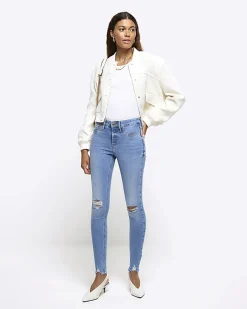 Blue molly ripped bum sculpt jeggings