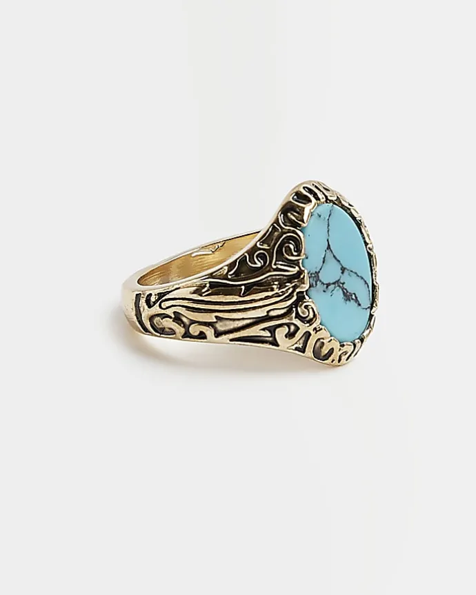 Blue print Pinky Ring