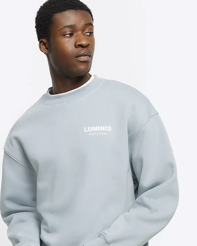 Blue regular fit graphic sweatshirt