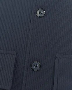 Blue regular fit plisse Harrington jacket