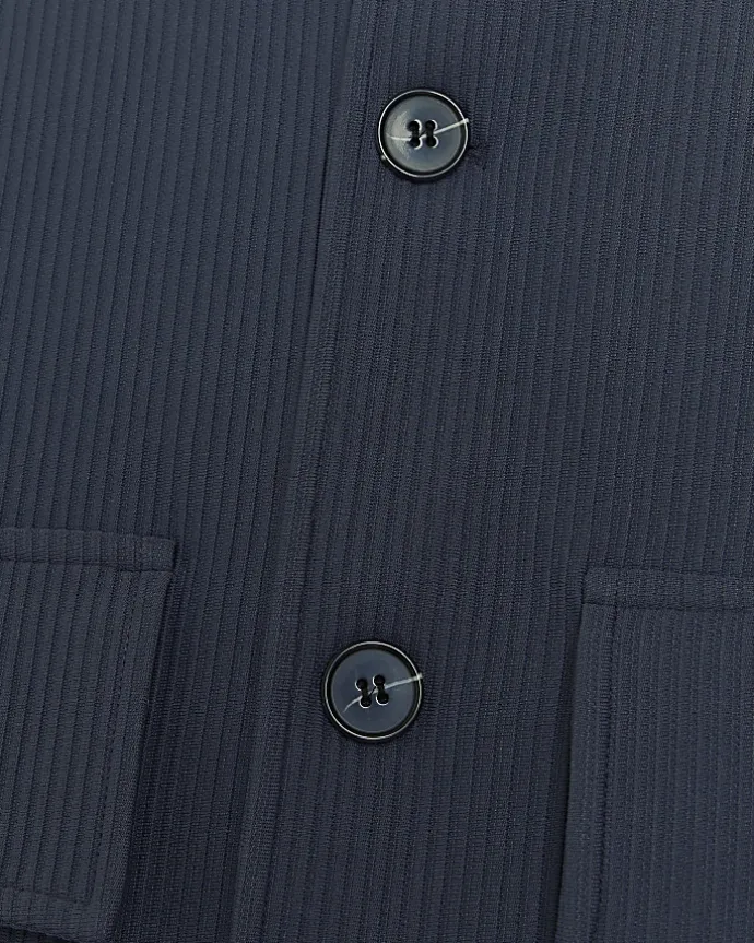 Blue regular fit plisse Harrington jacket