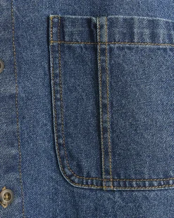 Blue regular fit utility denim shirt