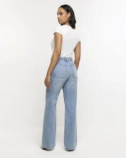 Blue relaxed straight cargo jeans