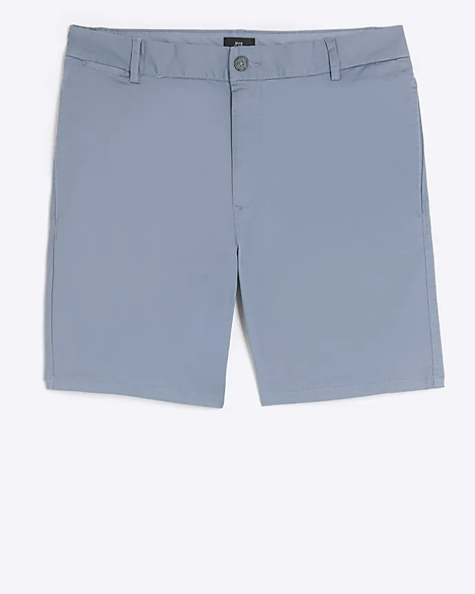 Blue skinny fit chino shorts