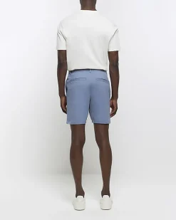Blue skinny fit chino shorts