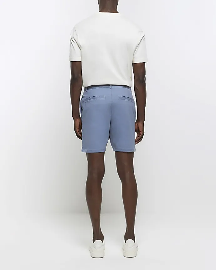 Blue skinny fit chino shorts