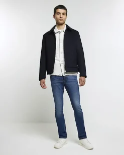 Blue skinny fit faded jeans
