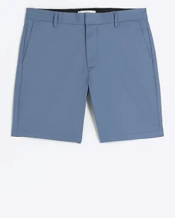 Blue slim fit chino shorts