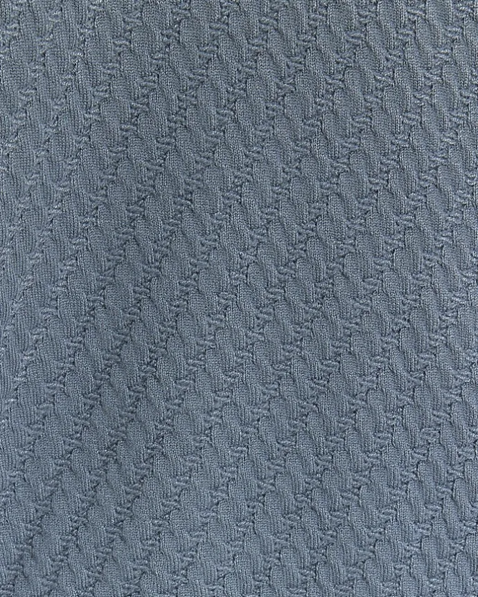 Blue slim fit diagonal stitch half zip jumper