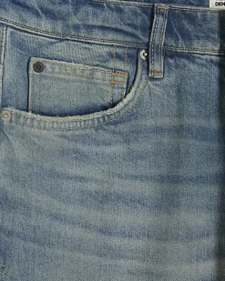 Blue slim fit faded jeans