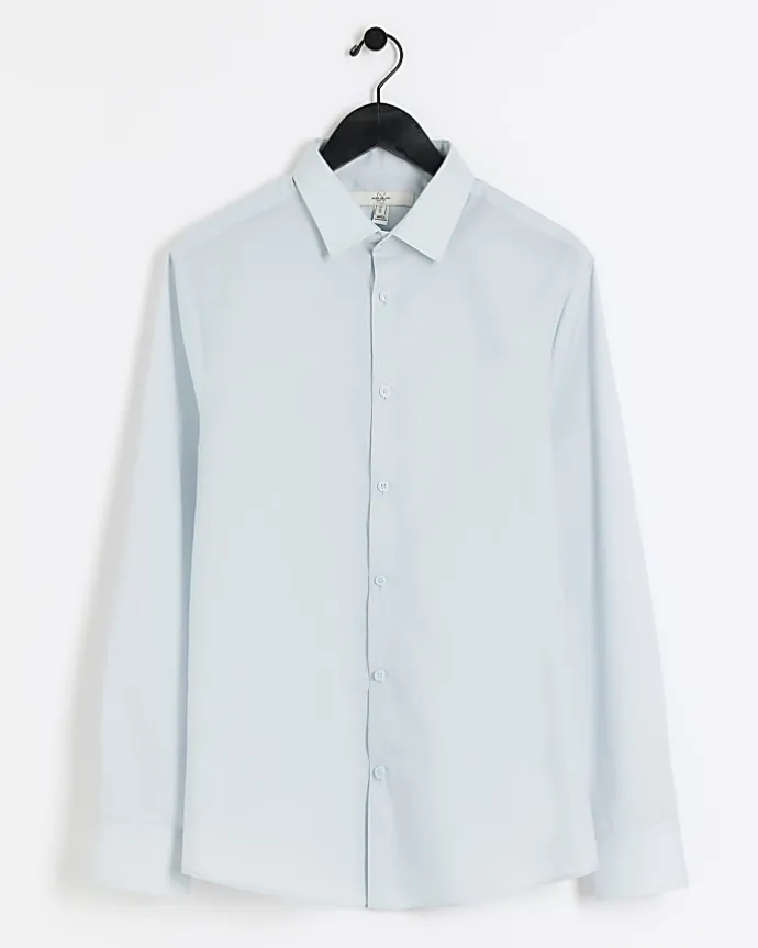 Blue slim fit long sleeve smart shirt