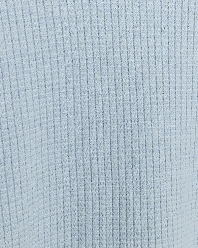 Blue slim fit waffle texture jumper